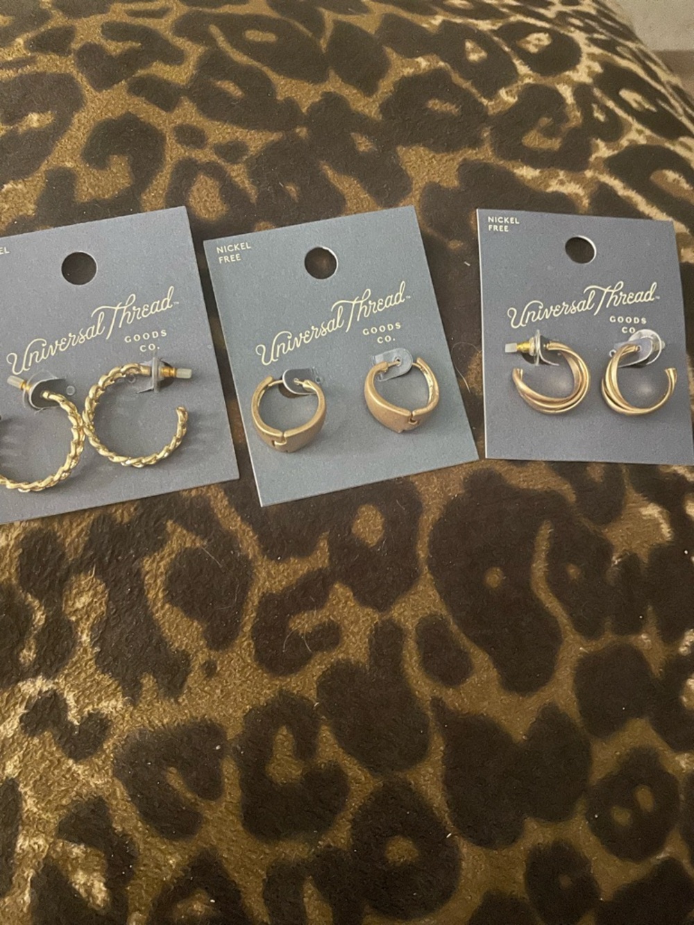 Universal Thread Gold Hoop Earring Trio - Braided, Smooth & Twisted Styles